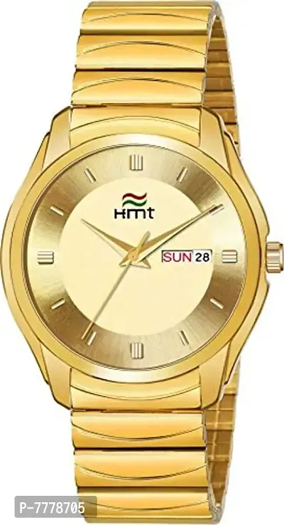 HEMT Fashion Analogue Men's Watch (Gold Dial Gold Colored Strap)