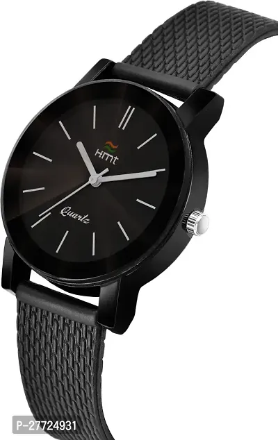 Stylish Black Genuine Leather Analog Watch For Men