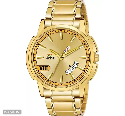 HEMT Men's Gold Dial Day  Date Display Analog Watch - HM-GR094-GLD-GLD-thumb0