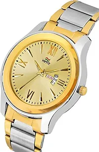 HEMT Fashion Analogue Men's Watch(Gold Dial Silver Colored Strap)-thumb1