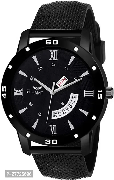 Stylish Black Synthetic Leather Analog Watch For Men