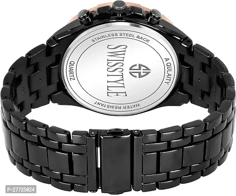 Stylish Black Metal Analog Watch For Men-thumb2