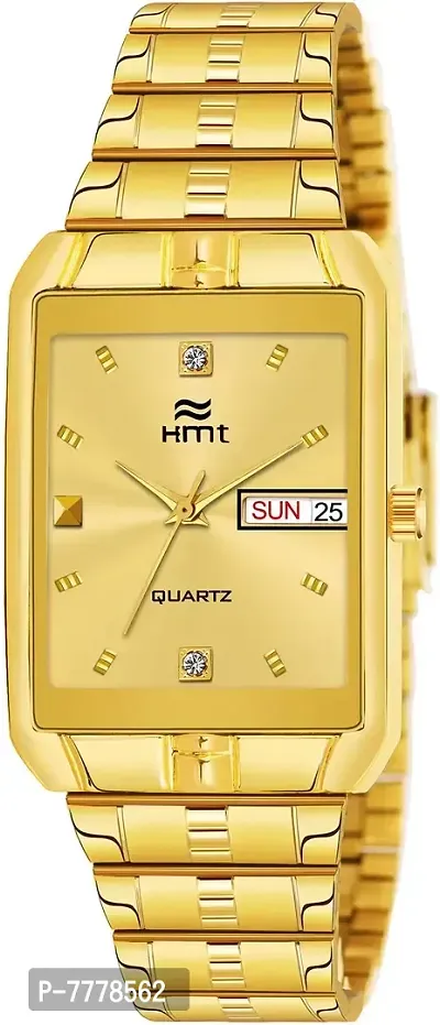 HEMT Fashion Analogue Men's Watch(Golden Dial Gold Colored Strap)-HM-GSQ005-GLD-GLD