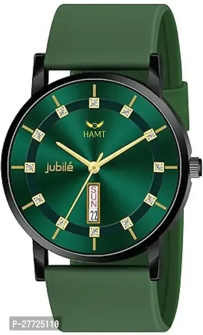 Stylish Green Silicone Analog Watch For Men-thumb0