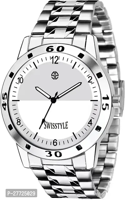 Stylish Silver Stainless Steel Analog Watch For Men-thumb0