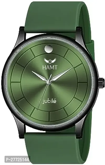 Stylish Green Silicone Analog Watch For Men-thumb0
