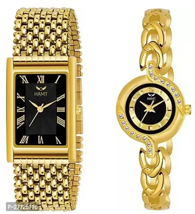 Stylish Golden Metal Analog Watch For Men Pack Of 2