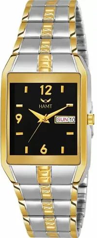 Stylish Golden Metal Analog Watch For Men Pack Of 2-thumb2