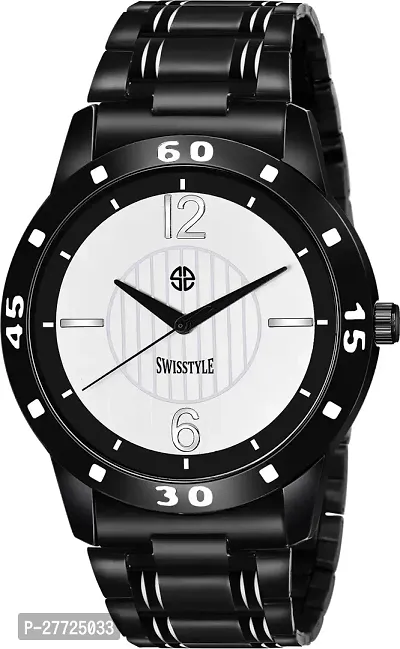 Stylish Black Stainless Steel Analog Watch For Men-thumb0