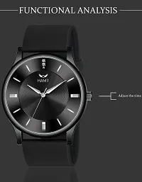 Stylish Black Silicone Analog Watch For Men-thumb1