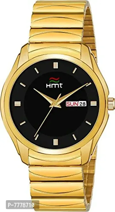 HEMT Black Dial Day  Date Display Analog Watch - HM-GR353-BLK-GLD-thumb0