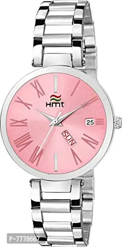 HEMT Pink Dial Day n Date Display Analog Wrist Watch HM-LR25-PNK-CH