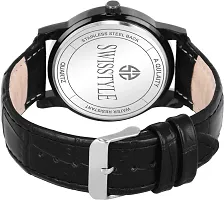 Stylish Black Synthetic Leather Analog Watch For Men-thumb1