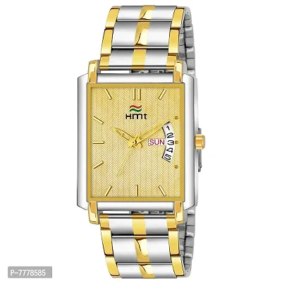 HEMT Gold Dial Day and Display Analog Watch for Men - HM-GSQ314-GLD-CH