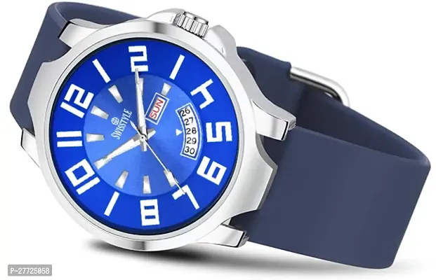 Stylish Blue Silicone Analog Watch For Men-thumb0