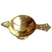 Brass Small Size Akhand Jyoti Diya For Puja (Golden) -Set Of 2-thumb2