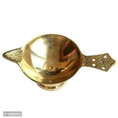 Brass Small Size Akhand Jyoti Diya For Puja (Golden) -Set Of 2-thumb3