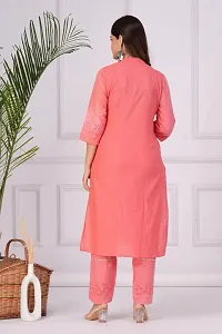 Beautiful Pink Embroidered Cotton A-Line Kurta Pant With Dupatta-thumb2