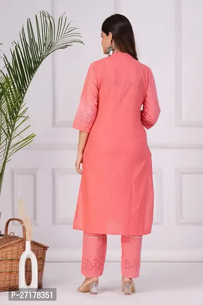 Beautiful Pink Embroidered Cotton A-Line Kurta Pant With Dupatta-thumb3