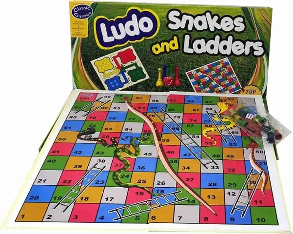 Ludo Board Game with Snake and Ladder; Chess, Scrabble Crossword