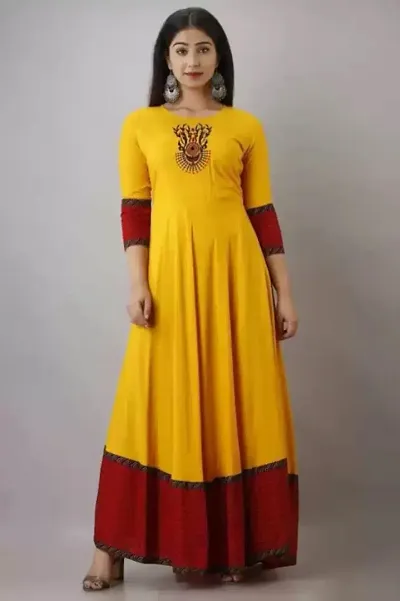 Printed Rayon Stitched Anarkali Gown