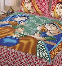 Raasthani Art Printed cotton double bedsheet with matching pillow covers-thumb2