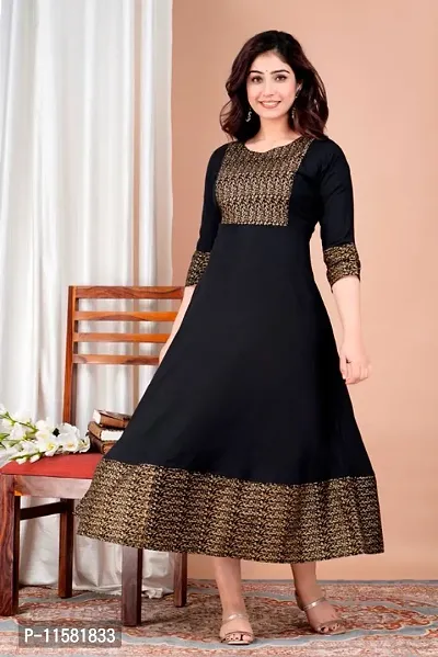 Excellent Quality Black Gold Print Gown-thumb5