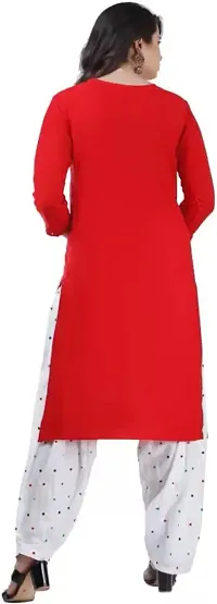 Red Rayon Kurti, Patiala and Dupatta Set-thumb3