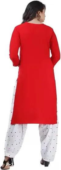 Red Rayon Kurti, Patiala and Dupatta Set-thumb4