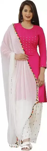 Trendy Rayon Kurti, Patiala and Dupatta Set-thumb0