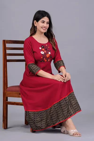 Stylish Rayon Self Pattern Ethnic Gown
