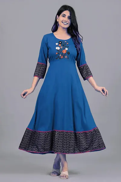 Stylish Rayon Self Pattern Ethnic Gown