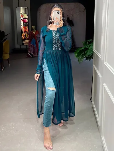 Elegant Embroidered Georgette Kurta For Women