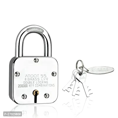 Anil Industries 55mm Lock | 2 Lakhs Key Combinations | Steel Body | Hardened Shackle | 8 Brass Levers | Made in India |1 Padlock 3 Silver Keys with Key Chain