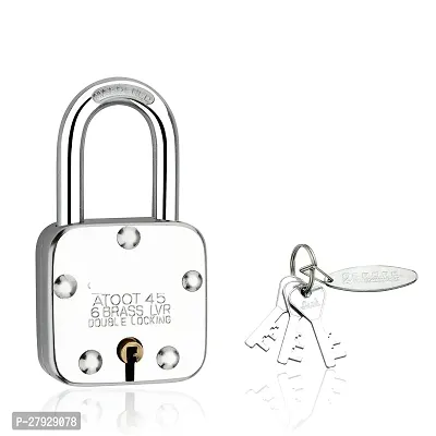 Anil IndustriesAtoot 45mm Long Shackle Lock | Steel Body | Hardened Shackle | 6 Brass Levers | Made in India | 1 Padlock 3 Silver Key with Keychain