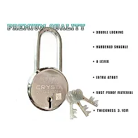 Crystal Round 65mm Long Shackle with Double Locking   8 Steel Lever with 3 Silver Keys-thumb1