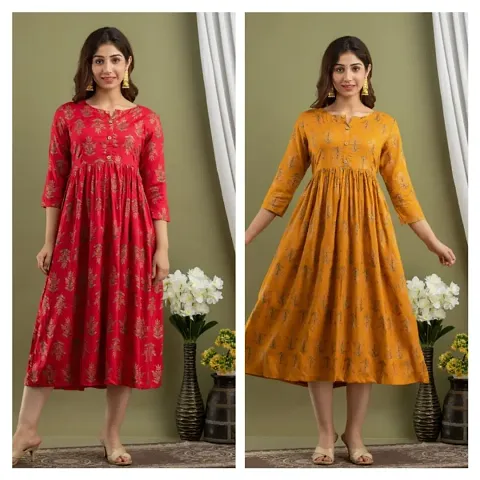 Trendy Women Rayon Kurta Pack of 2