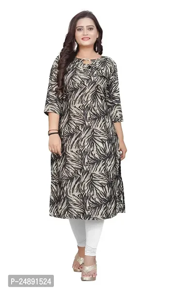 Stylish Black Crepe Printed Straight Kurta-thumb0