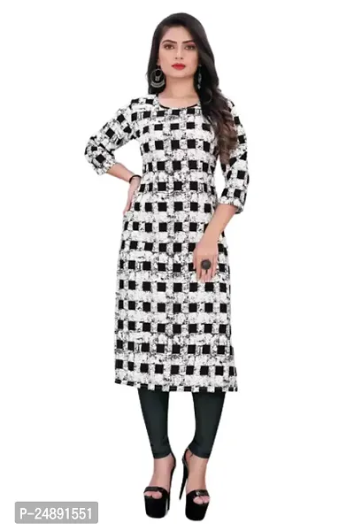 Stylish Black Crepe Printed Straight Kurta-thumb0