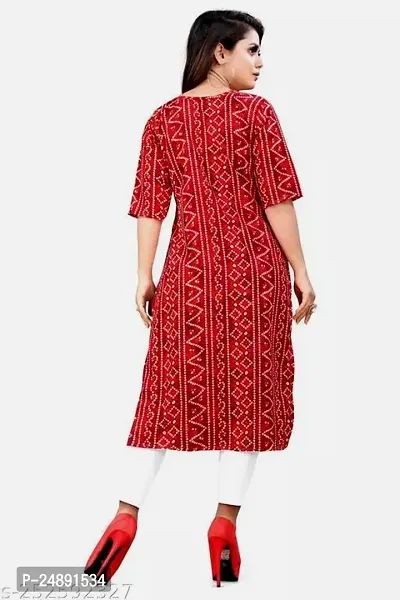 Stylish Red Crepe Printed Straight Kurta-thumb3