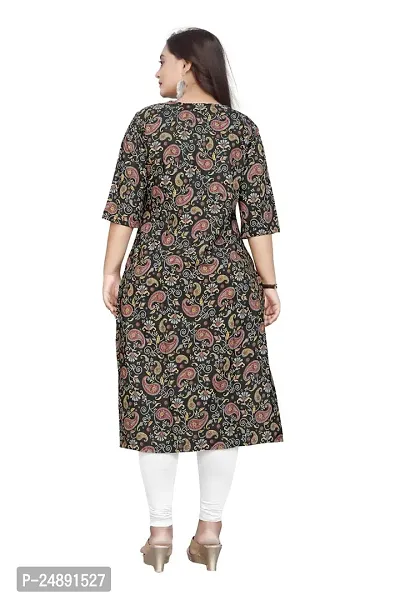 Stylish Black Crepe Printed Straight Kurta-thumb2