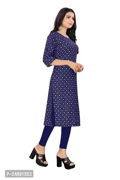 Stylish Blue Crepe Printed Straight Kurta-thumb4