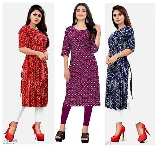 Stylish Crepe Kurta For Women Combo of 3 Pack