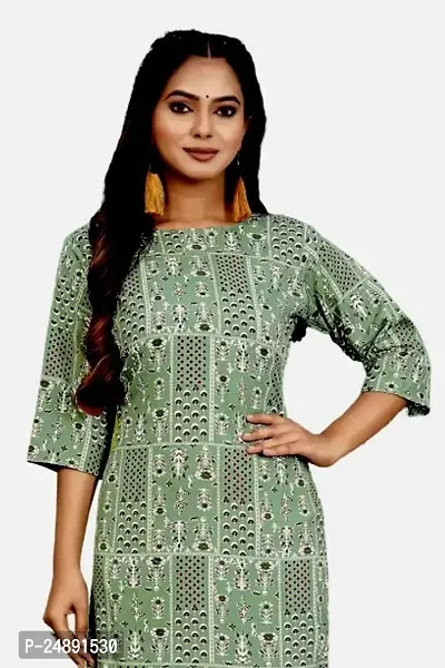 Stylish Green Crepe Printed Straight Kurta-thumb3