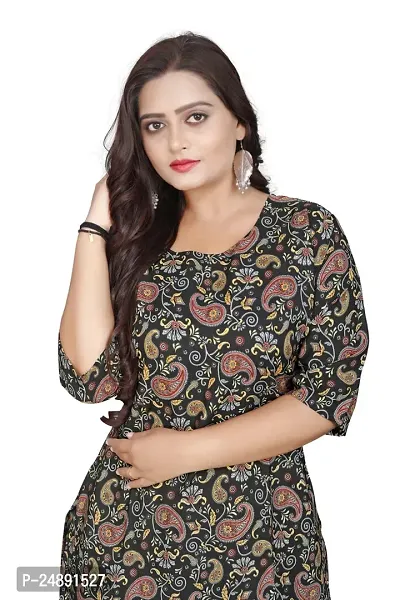 Stylish Black Crepe Printed Straight Kurta-thumb4