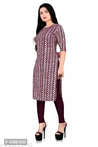 Stylish Red Crepe Printed Straight Kurta-thumb3