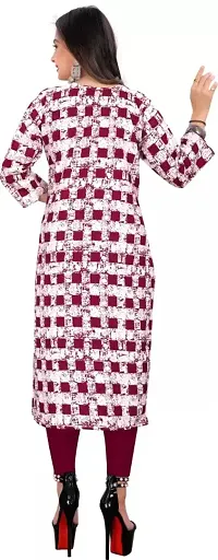 Stylish Red Crepe Printed Straight Kurta-thumb1