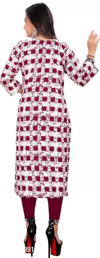 Stylish Red Crepe Printed Straight Kurta-thumb2