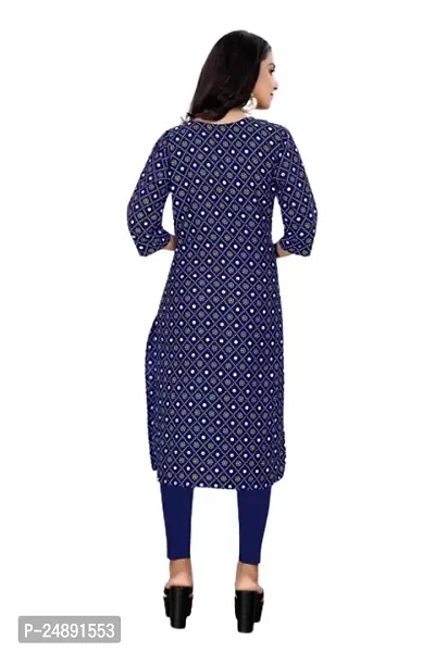 Stylish Blue Crepe Printed Straight Kurta-thumb2