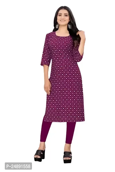 Stylish Pink Crepe Printed Straight Kurta-thumb0